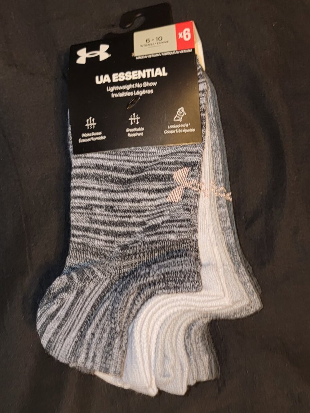 UNDER ARMOUR Women's UA Essential Lightweight No Show Socks 6 pack Size 6-10 NEW